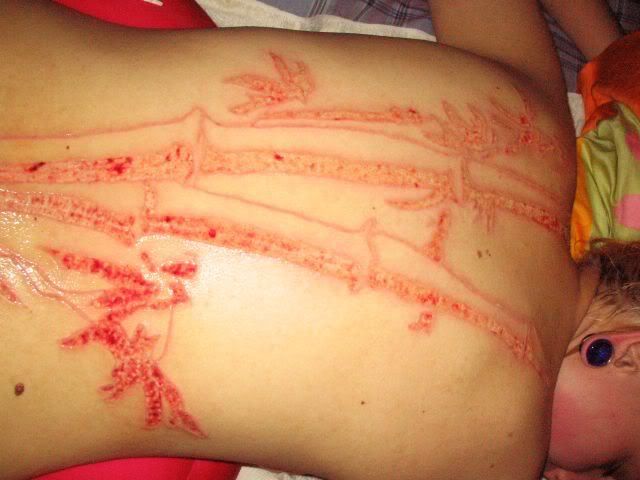 tattoos people cut slices layers skin design expect heal pattern