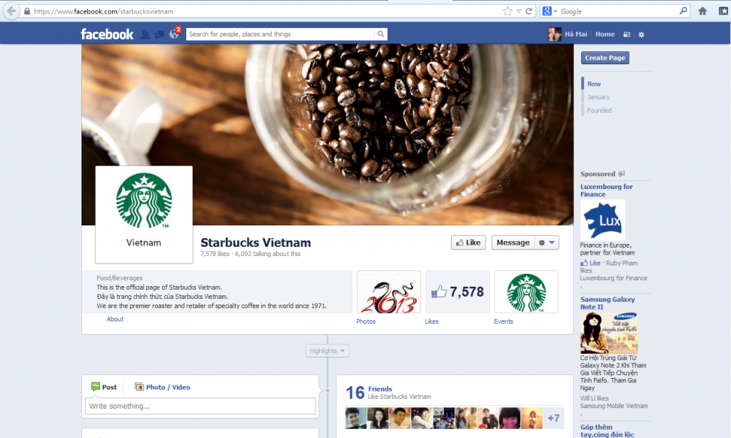 Fanpage chính thức của Starbucks Vietnam?