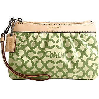 green and white coach purse