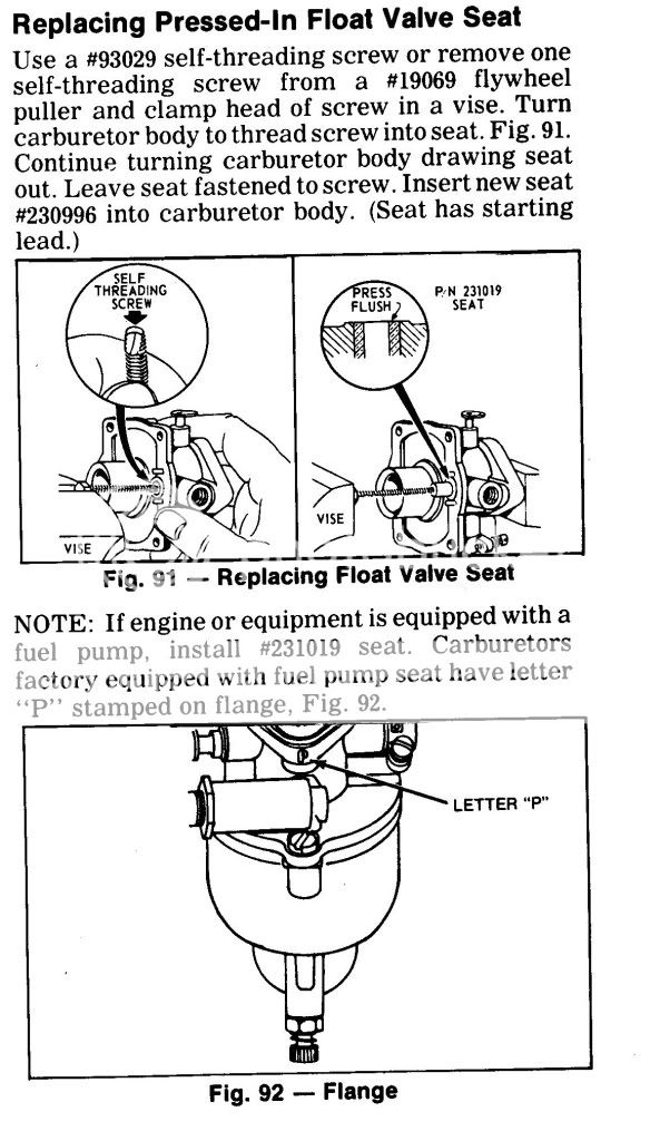 Help! 12 HP B&S carburetor seat | Hobbyist Forums