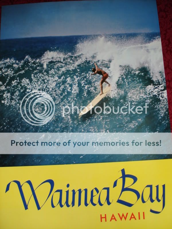 ORIGINAL 1960S Surf Poster WAIMEA BAY Hawaii Surfing  