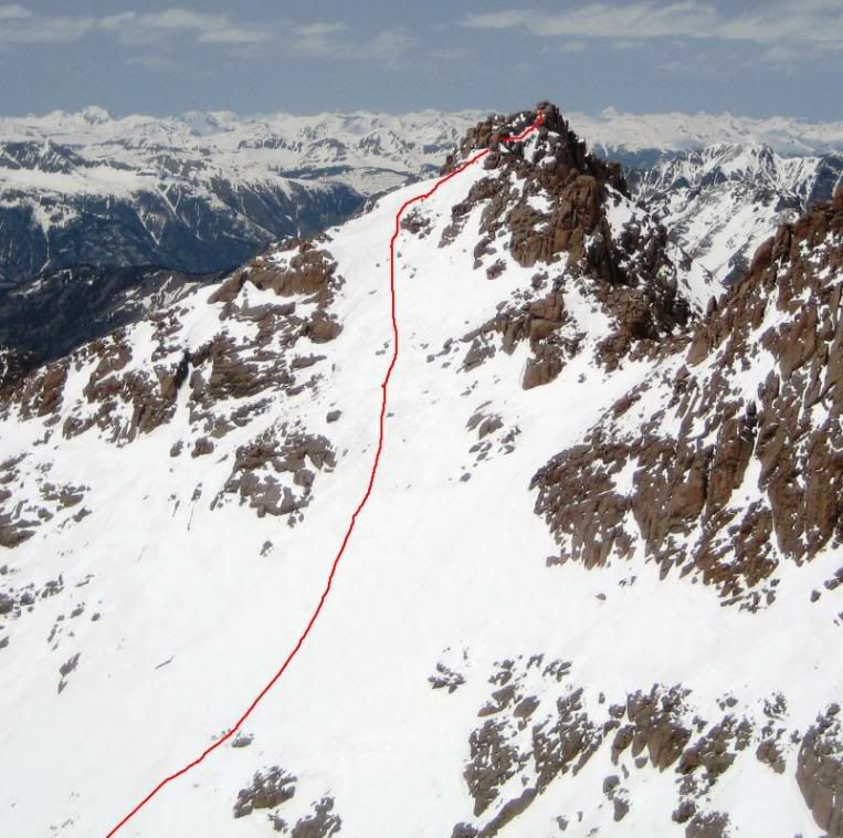 Ski route on Sunlight Peak in the San Juans.