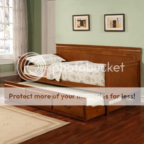 Solid Wood Oak Finish Daybed with Trundle Traditional Style